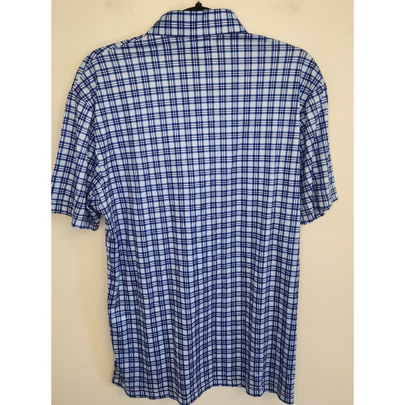 Collars & Co Mens Dress Button Down Collar Polo Medium Blue‎ Plaid Shirt NEW - Picture 3 of 6